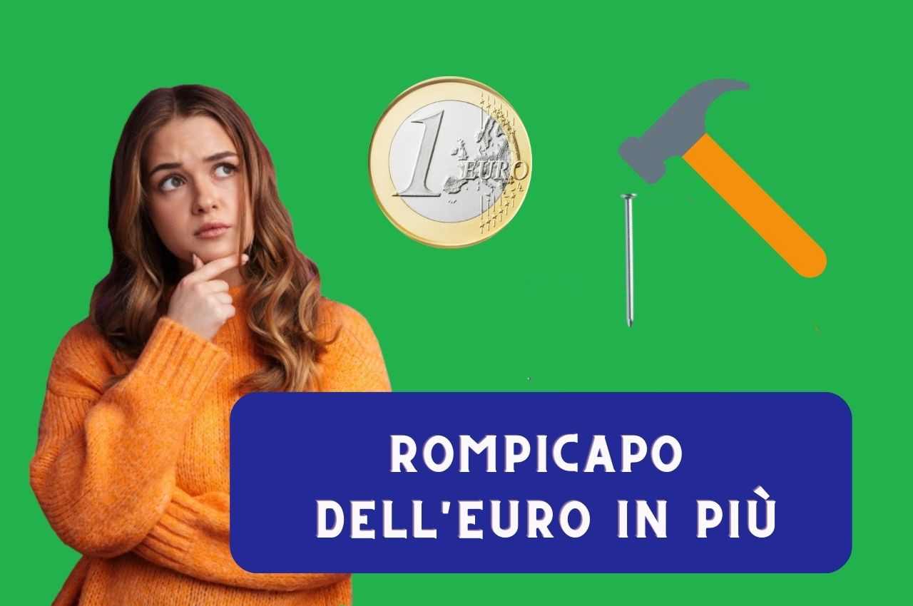 ragazza dubbiosa con euro, martello e chiodo