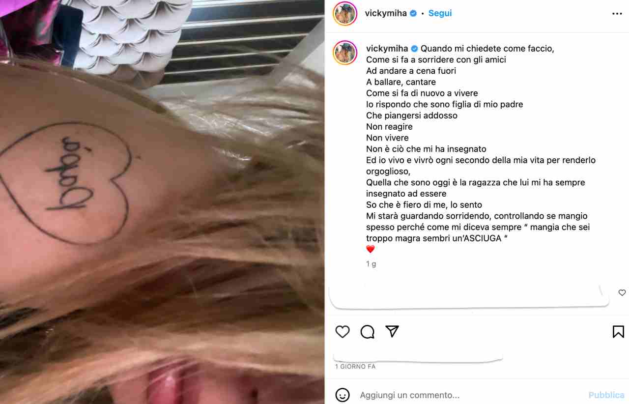 Dedica Instagram di Viktorija Mihajlovic al padre